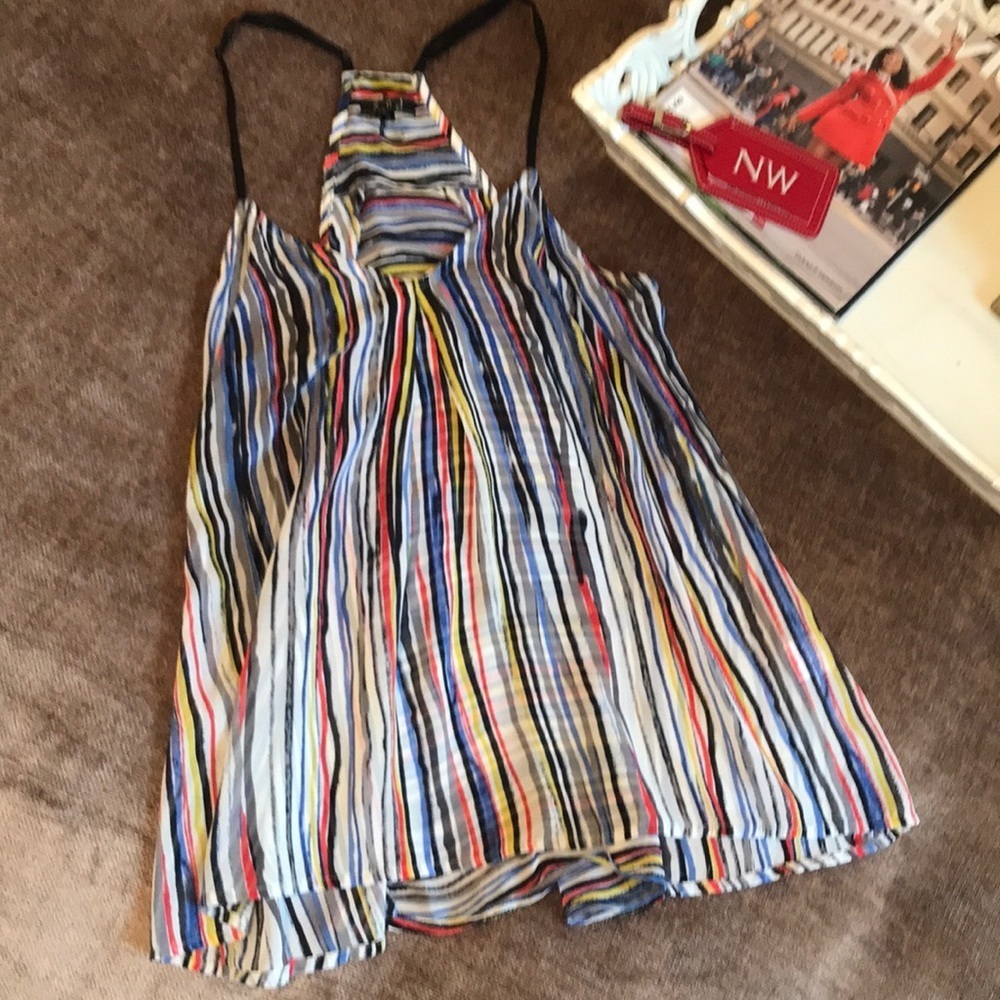 Multi Colored Striped Sheer Flowy Tank Top